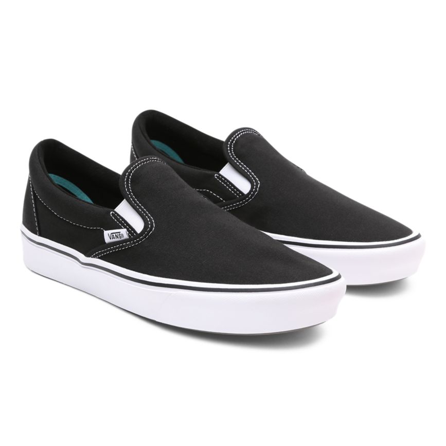 Vans Classic ComfyCush Slip-On Dam Svarta/Vita - Vans Slip On Skor Outlet Sverige (BIHUK2371)